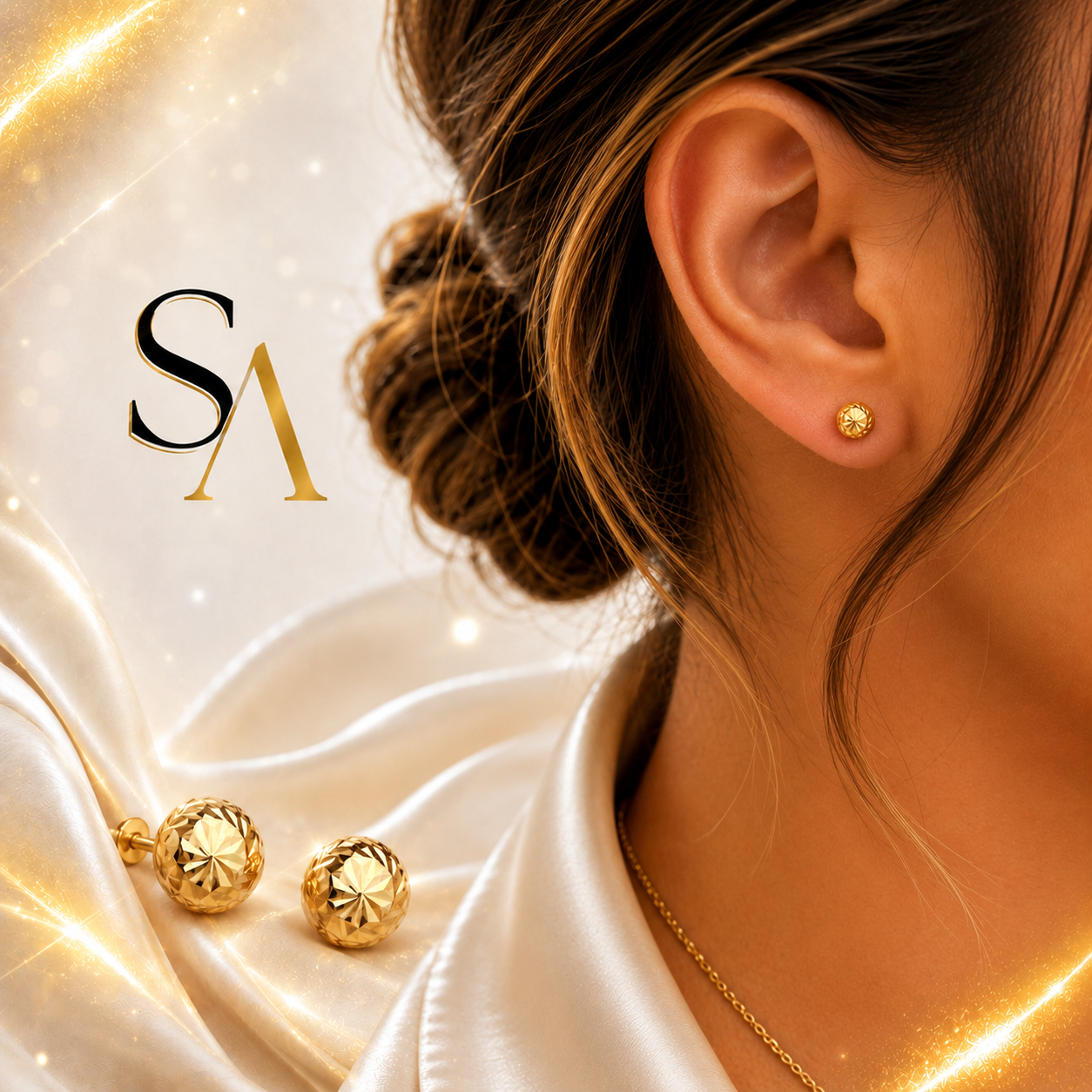 Topo Bola diamantada 6mm Oro 18K