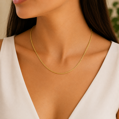 Cadena Tejido Bismark 50cm 2.5mm Oro Amarillo 18K