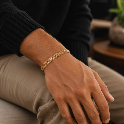 Pulso Chino 2 Carriles 19cm Oro Amarillo 18K